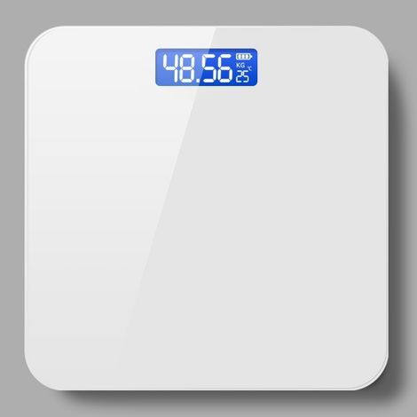 (Modèle blanc avec batterie de téléphone compatible) Balance électronique pour usage domestique, pèse-personne impédancemètre (1/4)