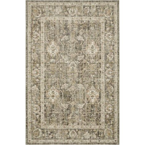 Tapis exterieur 160 x 235 cm, motif oriental raffiné, beige, gris, marron, kilim authentique, tissé, idéal terrasse jardin