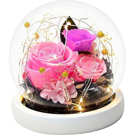 Coffret cadeau Saint-Valentin Fleur éternelle - Rose, couvercle en verre, produit fini - Style 3 (1/5)