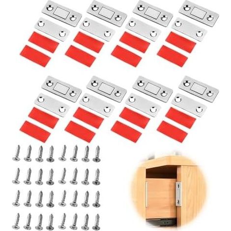 pezzi di magneti per porte scorrevoli, chiusura magnetica ultra sottile, per armadi, guardaroba, cassetti e finestre, potente chiusura adesiva o a vite, accessori per mobili da cucina e bagno. (1/5)