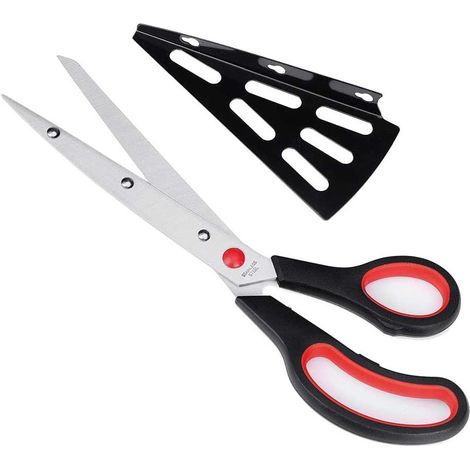 Ciseaux à pizza, ciseaux à pizza en acier avec base spatule à pizza - accessoire de cuisine professionnel (rouge) (1/5)