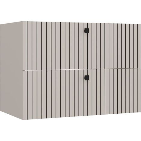 TIGO 80 2S - Meuble sous lavabo 2 tiroirs façade rainurée - 80x45.5x57 cm - Cachemire (1/5)