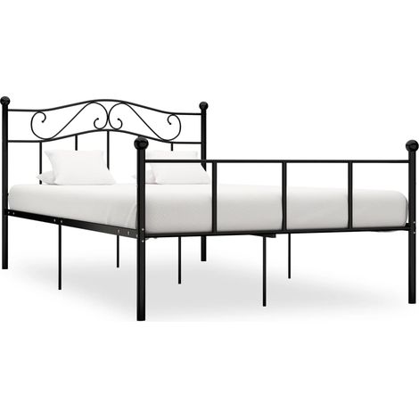 Cadre de lit sans matelas noir métal 160x200 cm