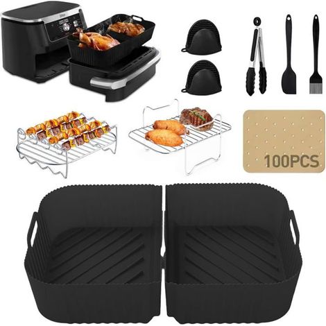 Accessoires Friteuse - Foodi - Flexdrawer 10.4L - 11 Pcs - Silicone - Acier Inoxydable (1/4)