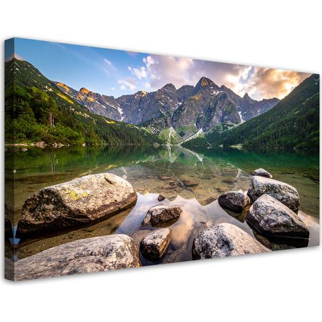 Quadro su tela, Paesaggio lago montagne natura, 100x50 (1/5)