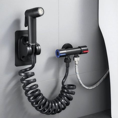 Handheld Toilet Bidet Sprayer Head, Pressurized Shower Nozzle, Portable Sprayer Bidet Faucet, Multifunctional Toilet Shower Rinsing Nozzle (Black) (1/5)