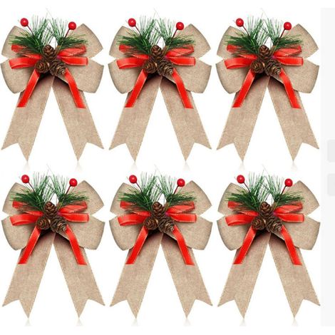 6 nœuds décoratifs, parfaits pour les décorations de Noël intérieures et extérieures, les heurtoirs de porte DIY, les sapins de Noël et les décorations (1/5)