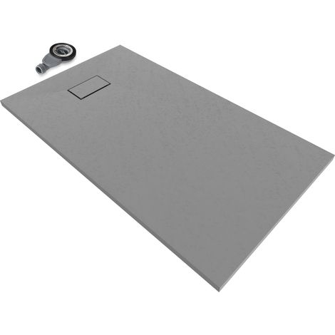 i-flair graue SMC Duschwanne – 26 mm flach inkl. Ablaufgarnitur mit Deckel 140x70 cm (1/5)