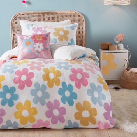 Housse de couette fleurie 200 x 200 cm 2 taies d'oreiller Réversible Literie douce et douillette pour filles Housse de couette florale Parure de lit enfant (1/3)