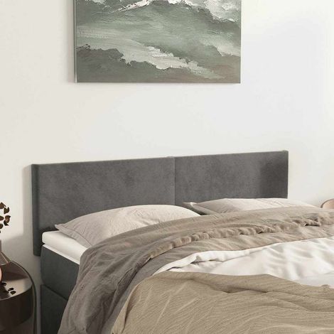 vidaXL Cabeceros terciopelo gris oscuro 144x5x78/88 cm (1/5)