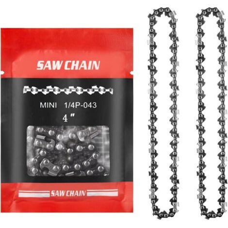 2pcs chaînes de remplacement pour 4 pouces mini tronçonneuse electrique, chaine tronconneuse 28 maillons d'entraînement, Pas de 1/4",