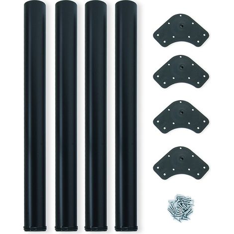 Emuca Tischbeine, D. 60 mm, höhenverstellbar 710-730 mm, Stahl, Schwarz, 4 St. (1/5)