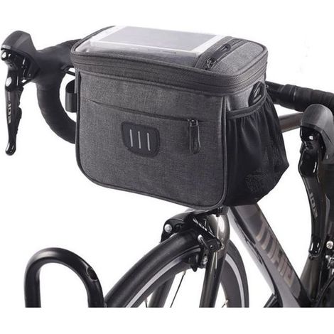 - Sacoche Vélo Guidon Étanche Sac de Cyclisme écran Tactile Support Téléphone Sac à Bandoulière Amovible Bande (1/4)