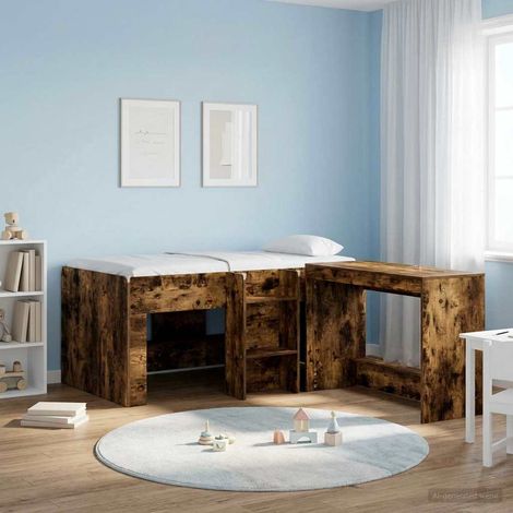 vidaXL Hochbett für Kinder Raucheiche 80 x 160 cm Holzwerkstoff (1/5)