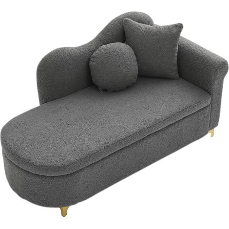 Chaise longue 134 cm, design moderne, dossier ondulé, tissu peau d'agneau, coussin haute densité, lombaire et nuque inclus, rangement intégré (1/5)