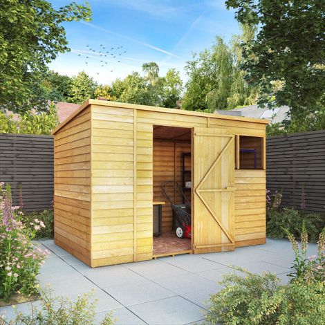 10 x 6 Feet Overlap Pent Shed - Timber - L189.1 x W297.4 x H200.7 cm - Brown