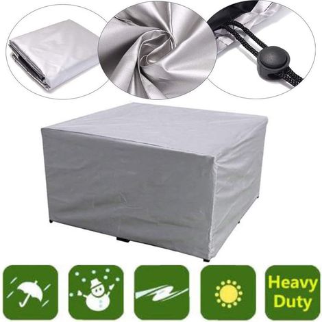 Housse Salon de Jardin Housse de Table Jardin Rectangulaire Couverture de Protection 210D Oxford Bache Table Exterieur--argent 213x132x74cm (1/5)