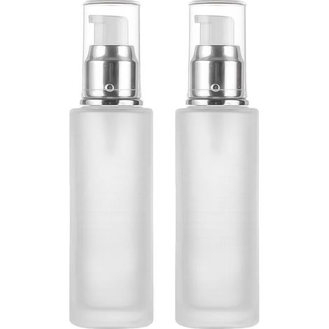Beyamis Flacons verre dépoli – lot 2, 120ml, pompe argentée, voyage/maison (1/5)