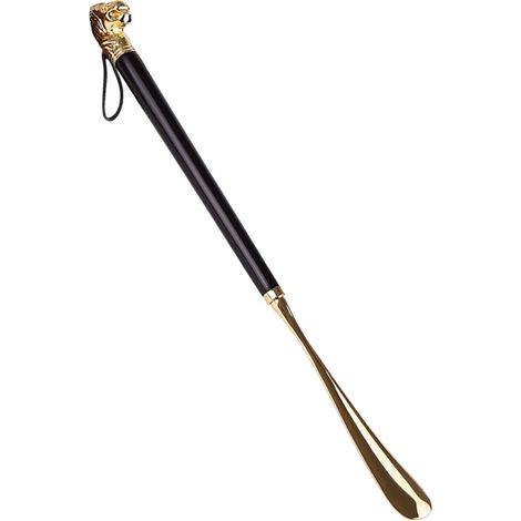 Chausse-pied Long Noir 49 cm avec Tête Lion, Métal Robuste pour Maison et Voyage (1/5)