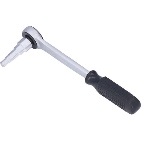 Clé à radiateur créneaux acier carbone avec cliquet et poignée, jeu 2 pcs pour vannes et raccords, taille 10/11/12.5/16/21mm, argent et noir (1/5)