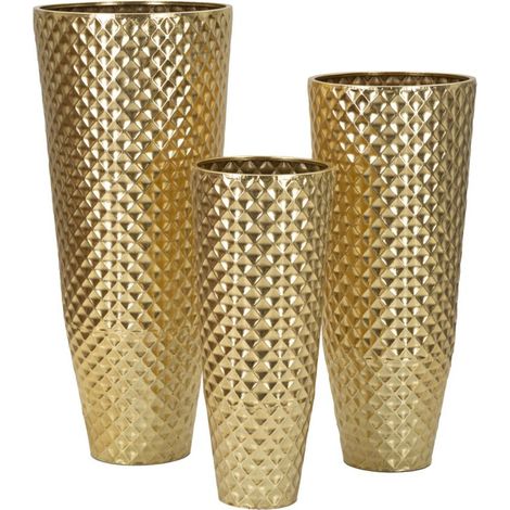Set 3 portavasi Glotty oro in ferro dalla silhouette circolare