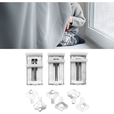 Kit de verrouillage de fenêtre en 3 pièces (aucun perçage requis, limiteur de fenêtre en acier inoxydable, verrou antivol, sécurité enfant, verrou de sécurité anti-pincement) (1/5)