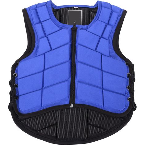 Gilet d'équitation enfant mousse rembourrée protection sécurité équitation veste corps bleu (1/5)