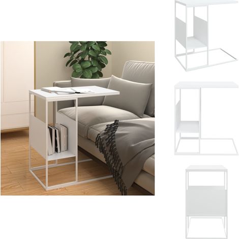 Table d'appoint Blanc 55x36x59,5 cm Bois d'ingénierie - Table Basse - Meuble Salon - Table D'appoint - Table C - Table Blanche (1/5)