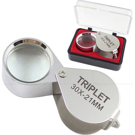 Jeweler's loupe – 30 x 21 mm magnifying glass for jewelry, antique lenses – 30x pocket magnifier – foldable glass magnifier (1/4)