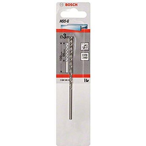Drill in metallo HSS-G. DIN 340. 3 x 66 x 100 mm. 1- (1/4)