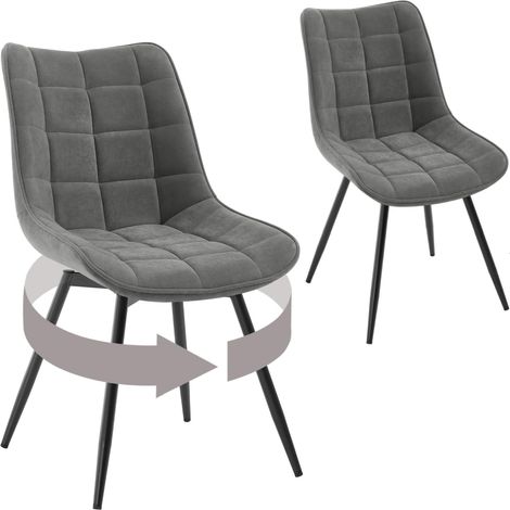 Woltu – Lot de 2 chaises pivotantes en velours gris foncé – Pieds en métal – Hauteur d'assise 45,5 cm – Capacité de charge 150 kg (1/5)
