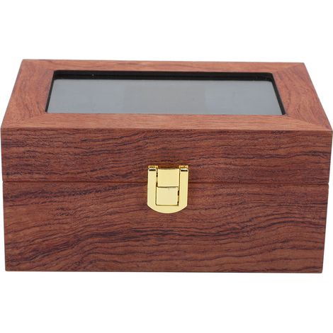 Coffret de Rangement pour Montres en Bois 3 Emplacements, Fenêtre Transparente, Boîte à Montres Antidérapante (1/5)
