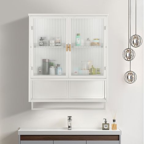 mobile contenitore 60 cm vetro bianco a parete OKMYHOME (1/5)