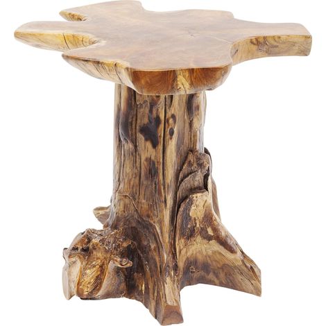 Kare Design tavolino Tree Small, marrone, piccolo, altezza 49-52cm. Diametro del ripiano 39-42cm, soggiorno, legno massello, tronco d`albero, pezzo unico (1/5)