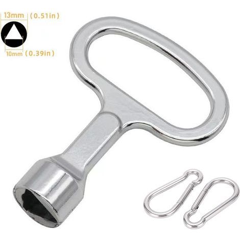 Triangle Poubelle Clé Poubelle Jaune Triangulaire Clef Triangle à Douille en Métal pour Compteur Gaz Ascenseurs Armoire Electriques Coffret (Livré avec deux mousquetons) (1/5)