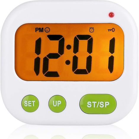 Réveil numérique LCD vibrant, à piles, moderne et portable, avec rétroéclairage, idéal pour le bureau, la chambre, le dortoir et les voyages. (1/3)