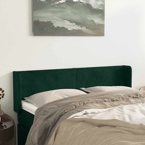 vidaXL Cabecero de terciopelo verde oscuro 147x16x78/88 cm (1/5)