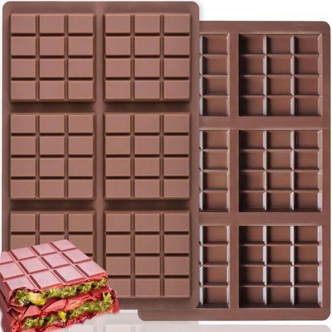 Moule Chocolat,2 Pièces Moule À Tablette De Chocolat Profond Moule Silicone Tablette de Chocolat Moule À Tablette Chocolat Facile À Démouler Antiadhésif Sans BPA,pour Chocolats Maison,Pralines,Bonbon (1/5)