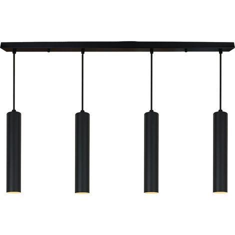 Plafonnier linéaire 4 lumières tubes  GU10, noir mat 30 cm