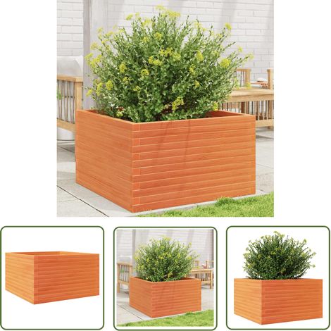 The Living Store Jardinière cire marron 80x80x46 cm bois de pin massif - Jardinier - Pot De Fleurs - Jardinière Extérieure - Jardinière Terrasse - Bois De Pin (1/5)
