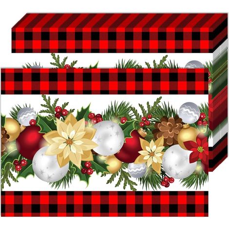 Lot de 50 sets de table en papier de Noël décoratifs 35,4 x 35,5 cm Tapis de place de Noël saisonniers pour vacances Ferme Intérieur extérieur Maison Fête Décoration de dîner (1/5)