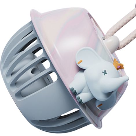 Ventilateur suspendu rechargeable, sans pales, en forme de cloche, mini ventilateur USB portable pour enfants, motif roi éléphant (1/5)