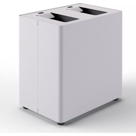 Pattumiera a 2 Scomparti Totale 48 L 48,5x33x49 cm con Contenitori Interni in Acciaio Verniciato Bianco