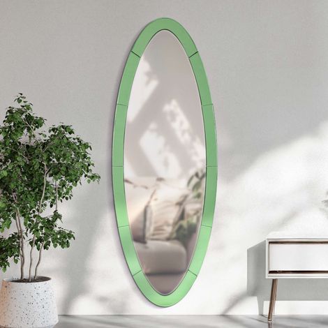 Espejo Trakai, Forma Oval, Tipo de Pared, Estructura Transparente, 55x150h cm Verde (1/5)