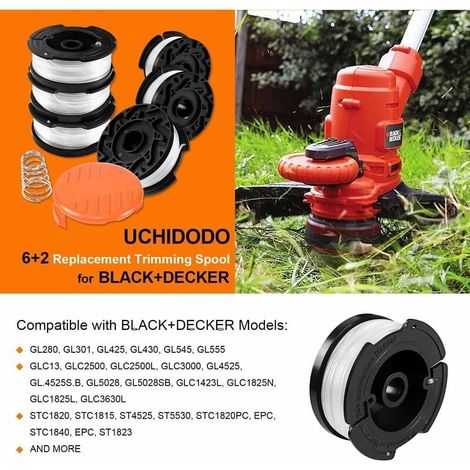 6 Bobine de Fil Debroussailleuse avec 1 Couvercle de Bobine et 1 Ressort,Bobine Fil Coupe Bordure pour Black et Decker Coupe-Bordures (1/5)