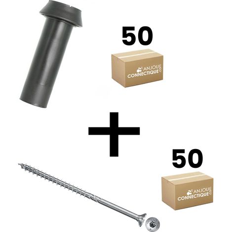 Lot de 50 supports de rail OB 83mm SIXBOX + 50 vis bois Ø5,0x110 tête fraisée TX - Sixbox (1/4)
