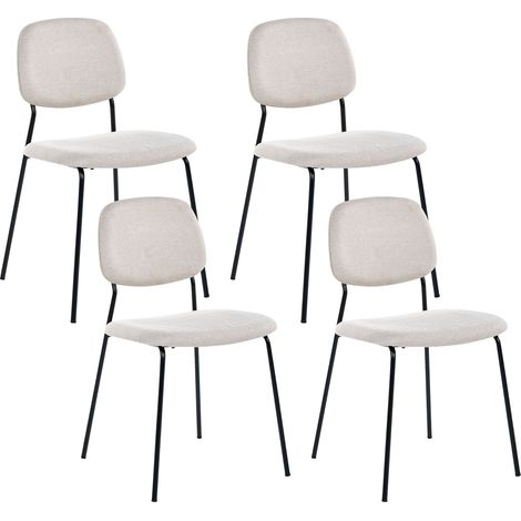 Set di 4 sedie da pranzo con gambe in ferro nero senza braccioli design minimalista moderno impilabili beige chiaro e nero Riley