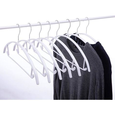 10 cintres métalliques 43 cm, revêtement caoutchouc blanc antidérapant, sans bosse pour vêtements – porte-manteau