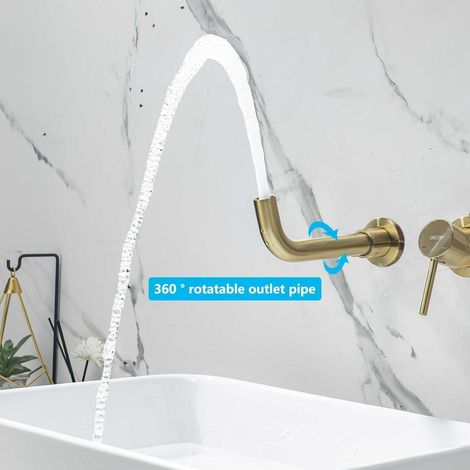 Mitigeur mural doré rotatif – Laiton, résiste à la corrosion – Finition brillante pour salle d’eau design (1/5)