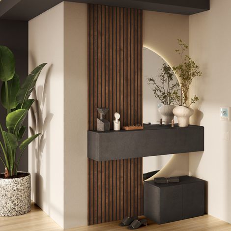 Garderobenschrank Liscate, 2 Paar, Schubladen Made in Italy, Regale, 138x35x241h cm Dunkelbraun (1/3)